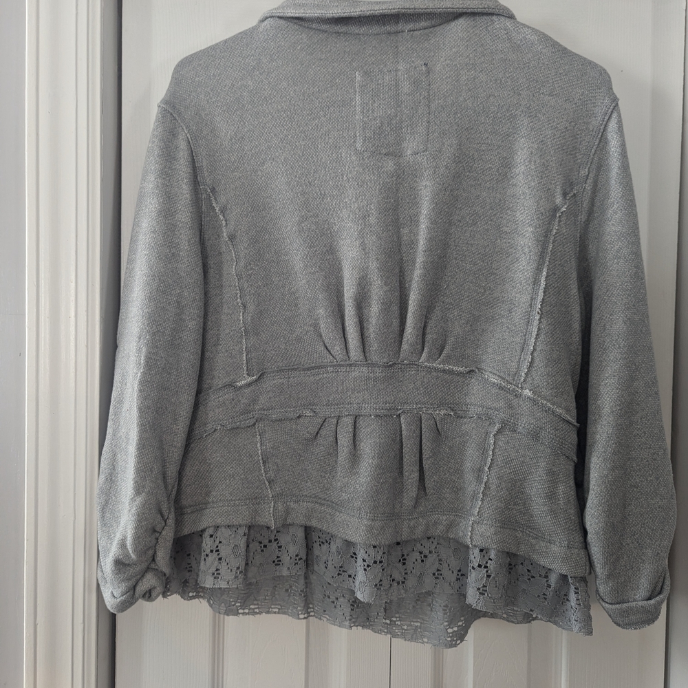 Gray Button-Up Women's Jacket - Picture 2 of 5